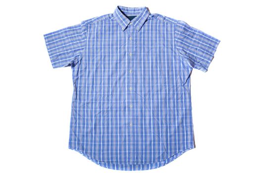 Blue Short sleeve men's shirt on white background