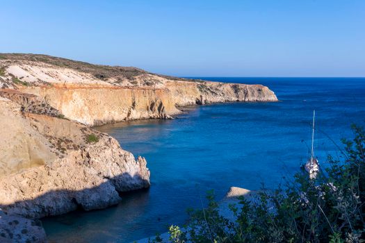 Tsigrado beach for a swim and relaxation at Milos, Greece.