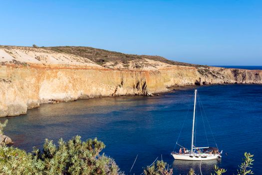 Tsigrado beach for a swim and relaxation at Milos, Greece.