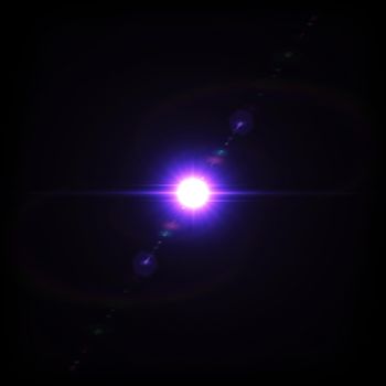 Purple Lens flare with bright light isolated with a black background. Digital lens flare with bright light isolated with a black background. Used for textures and materials.