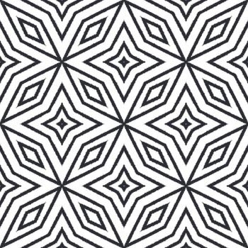 Chevron stripes design. Black symmetrical kaleidoscope background. Textile ready outstanding print, swimwear fabric, wallpaper, wrapping. Geometric chevron stripes pattern.
