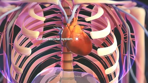 Human Circulatory System Heart Beat Anatomy Concept.3D illustration