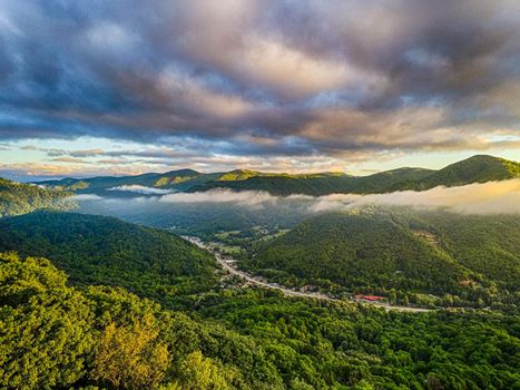 aerial nature scenery in maggie valley north carolina