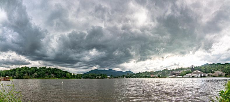 dramatic sky and nature at lake junaluska north carolina near maggie valley