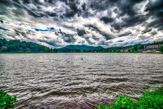 dramatic sky and nature at lake junaluska north carolina near maggie valley