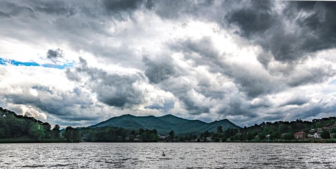 dramatic sky and nature at lake junaluska north carolina near maggie valley