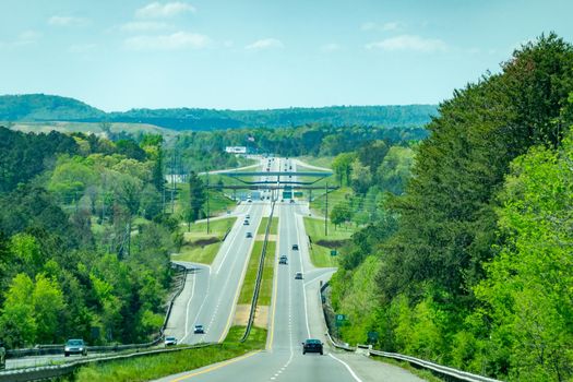 freeway travel trhough mountain hghlands of south carolina