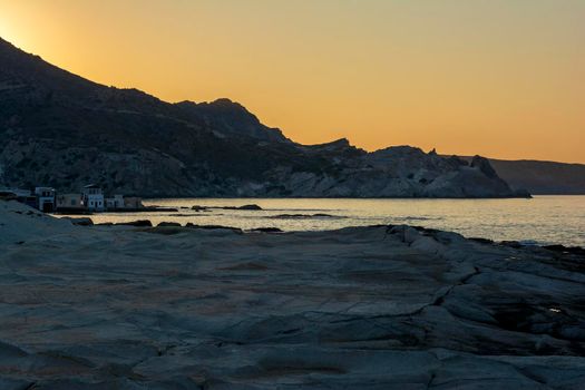 Moon landscape made of white mineral formations on Milos island, at Greece