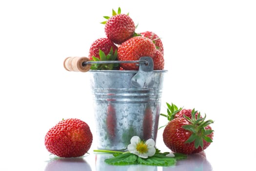 fresh ripe organic red strawberry isolated on white background