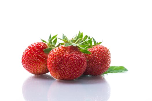 fresh ripe organic red strawberry isolated on white background