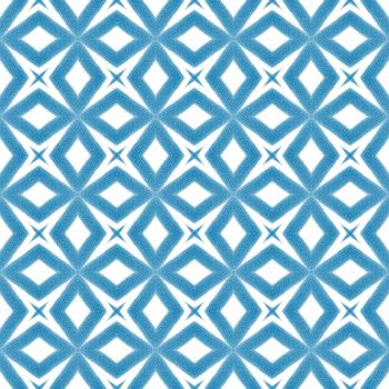 Medallion seamless pattern. Blue symmetrical kaleidoscope background. Textile ready wonderful print, swimwear fabric, wallpaper, wrapping. Watercolor medallion seamless tile.