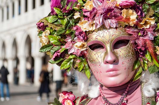 VENICE, ITALY - Febrary 21 2020: The masks of the Venice carnival 2020