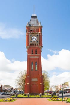 CAMPERDOWN, AUSTRALIA - OCTOBER 15 2009: Downtown view along Manifold St and famous clock tower in Camperdown Victoria, Australia