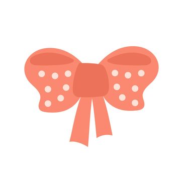 Red bow. Doodle vector illustration. Simple hand drawn icon on white for design