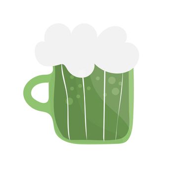 Vector hand-drawn green beer isolated on white. Happy St. Patrick s Day. Cartoon icon on white