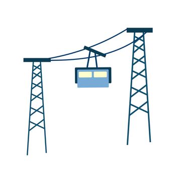 Ski cable lift icon for ski and winter sports. Design for tourist catalog, brochure, flyer, booklet. Vector illustration.