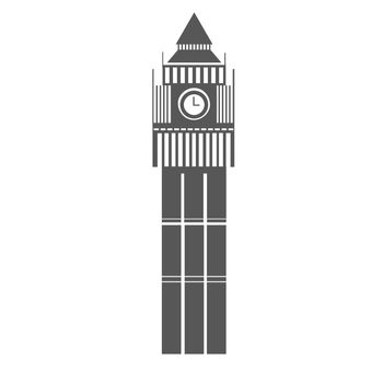 Big ben london - grey simple vector icon