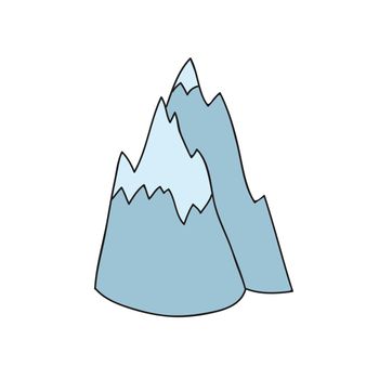 Mountains. Hand drawn rocky peaks. Simple vector illustration on white