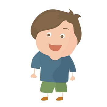 Vector cartoon funny little boy isolated on white background. Simple cartoon illustration