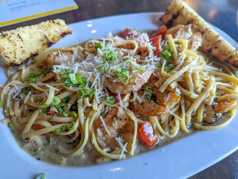 Shrimp scampi with garlic butter and sauce