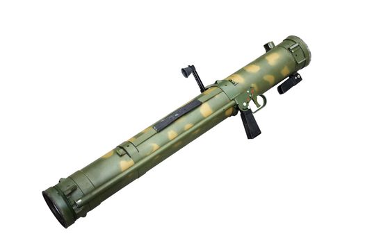 Modern rocket propelled grenade isolated on white background with clipping path