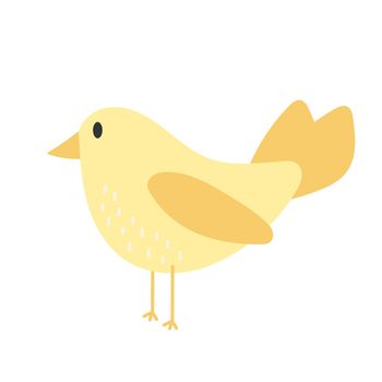 Cute yellow bird animal - cartoon vector in hand drawn simple style on white