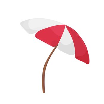 Vector illustration - Beach umbrella red and white. The symbol of a holiday by the sea on white background
