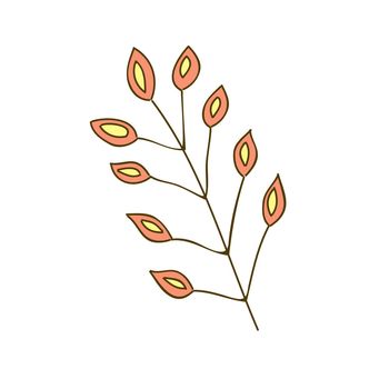 A twig, a plant. A simple doodle illustration drawn by hand. Simple element for design. Icon on white background