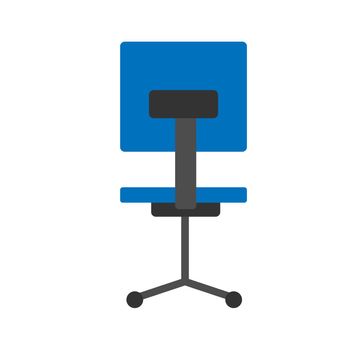 Office blue chair. Back view. Simple flat icon on white background.
