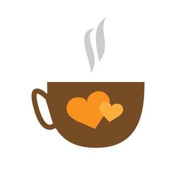 Coffee with hearts mug - flat icon vector illustration design. Simple element for design