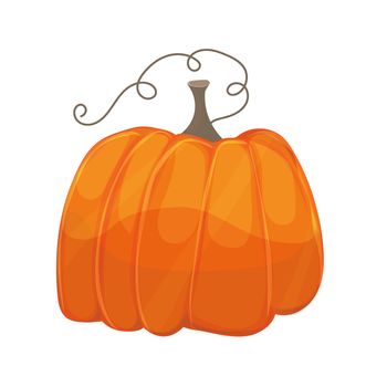 One pumpkin on white background illustration. Cute cartoon style