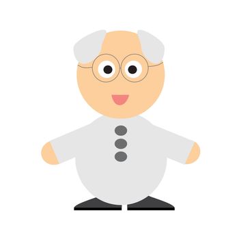 Smiling man face with white hair wearing glasses. Male face. Man professor, scientist or doctor avatar. Isolated flat vector illustration.