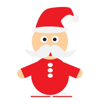 Vector simple icon cartoon illustration of cute smiling standing Santa Claus, isolated on white background. Christmas design element in flat style