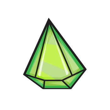 Diamond, gemstone jewel in cartoon style isolated on white background. Ui game asset.