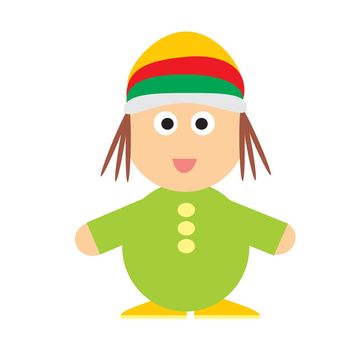 Man wearing rastafarian hat - icon in flat style. Vector illustration on white. Miniature man