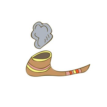 Pipe of peace with smoke icon. Simple element vector illustration on white background. Hand drawn style
