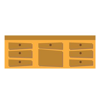 Cabinet icon flat vector illustration. Kitchen cabinets in brown color on white background