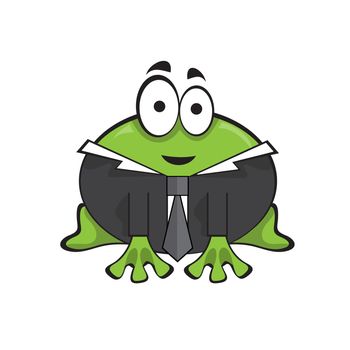 Cute businessman boss frog with shirt and tie - cartoon illustration on white. Vector illustration