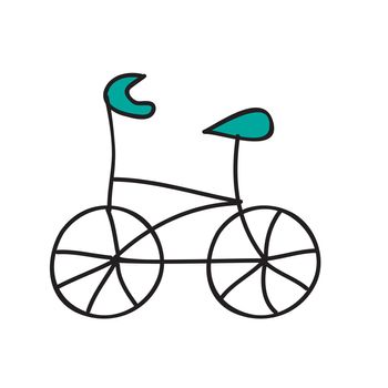 Bycicle. Doodle bike on the white background. Sport, recreation. Vector illustration. Simple hand-drawn decorative element