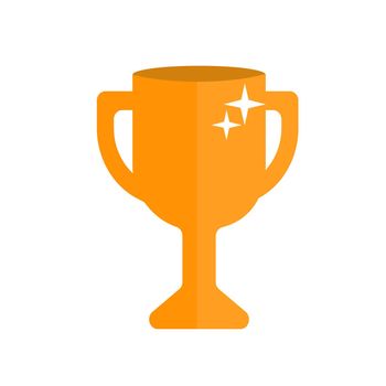 Cup of the winner on a white background. Orange flat icon for your design. Simple element