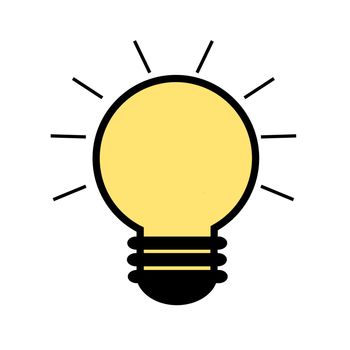 Lightbulb. Isolated icon pictogram. Eps vector illustration. Simple cartoon element on white