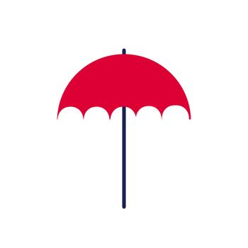 Red flat umbrella - vector on white background. Simple icon