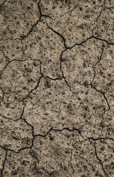 Dry cracked ground background texture Selective focus. Nature.