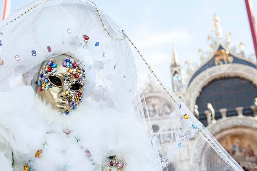 VENICE, ITALY - Febrary 23 2019: The masks of the Venice carnival 2019