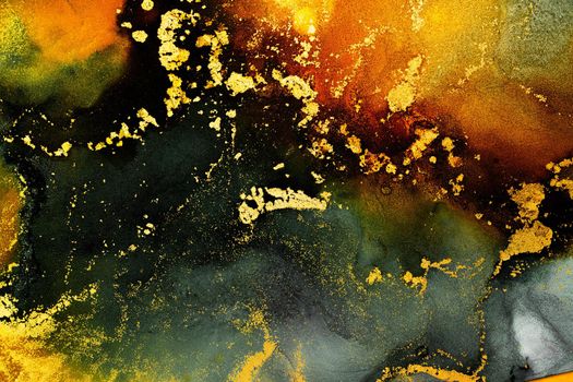 Burning abstract background from marble ink art of exquisite original painting . Painting was painted on high quality paper texture to create smooth marble background pattern of ombre alcohol ink .