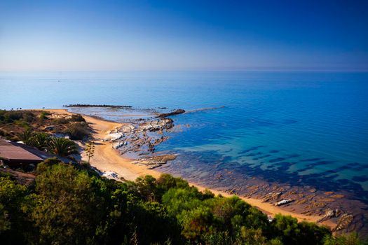 Top view of the Realmonte beach in Agrigento., Sicily. Italy