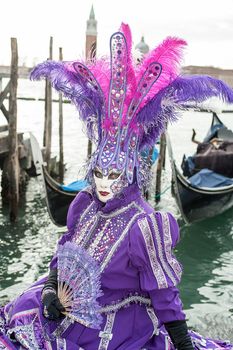 VENICE, ITALY - Febrary 23 2019: The masks of the Venice carnival 2019