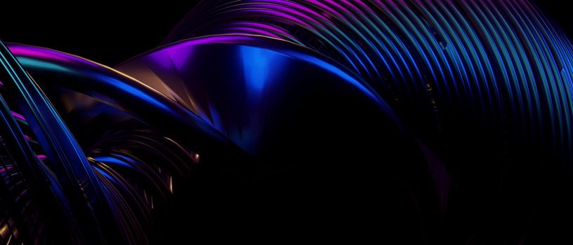 Festive Abstract Design Neon Irridescent PurpleBlue Background 3D Illustration
