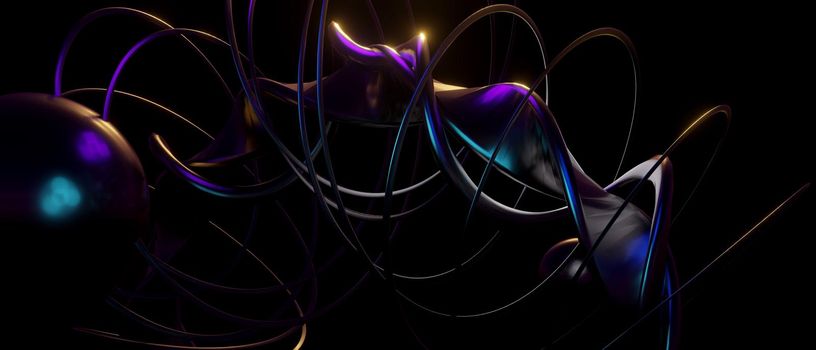 Creative Abstract Shapes PurpleBlue 3D Background 3D Render