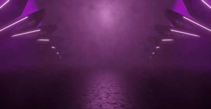 Futuristic Futuristic Science Fiction Mysterious Cinematic Smoke Violet Schematic Futuristic Showroom Or Hall Abstract Background 3D Render